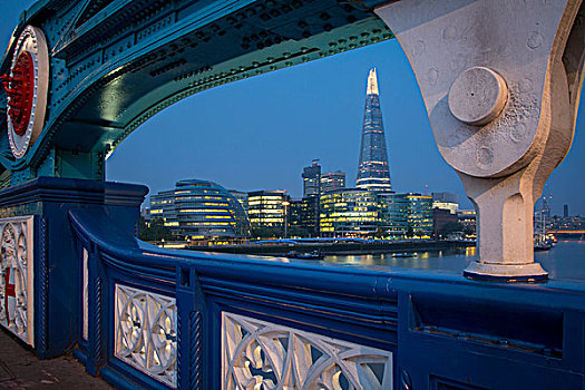 泰晤士河,碎片,市政厅,黎明,塔桥,伦敦,英格兰