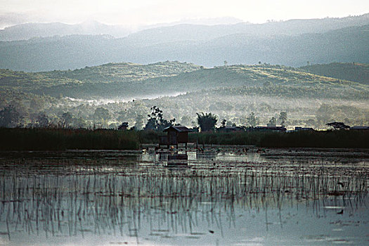 缅甸,风景,湿地,群山