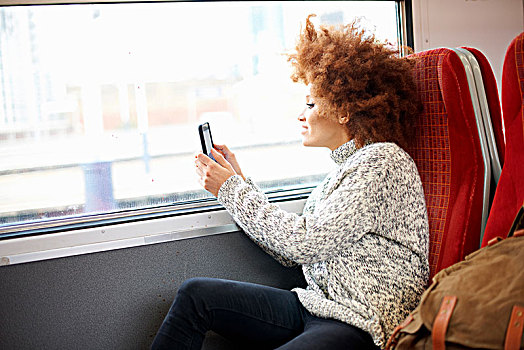 女人,照相,手机,列车,伦敦