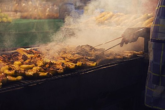 街头摊贩,烹调,鸡肉,曼谷,泰国