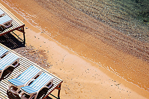 沙滩椅,海滩,安塔利亚,土耳其