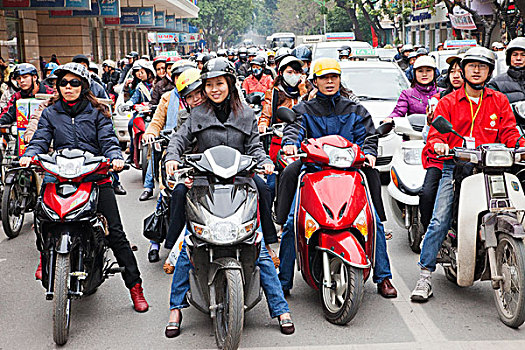 交通,摩托车,途中,河内,越南