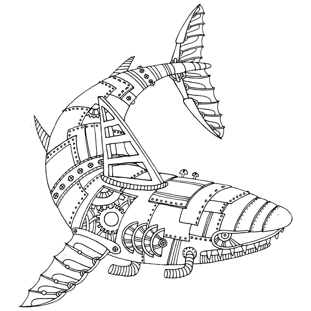 机械鲨鱼的画法图片
