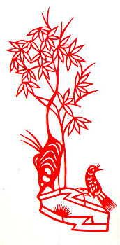 中国剪纸站在枝头的喜鹊