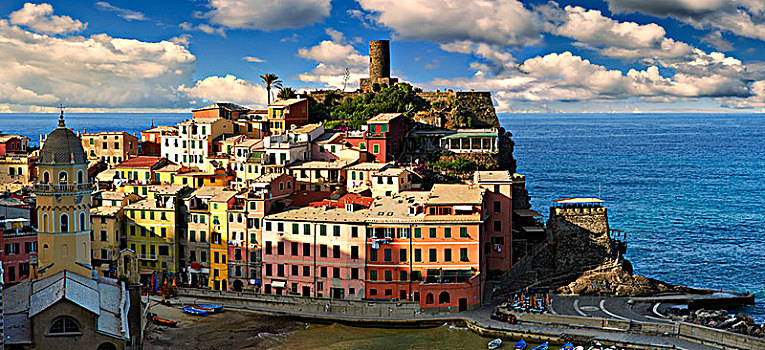 彩色,房子,海岸,世界遗产,维纳扎,五渔村,利古里亚,意大利,欧洲