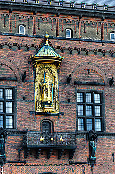 丹麦,哥本哈根,特写,市政厅