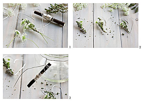 制作,线,心形,遮盖,百里香,母牛,西芹