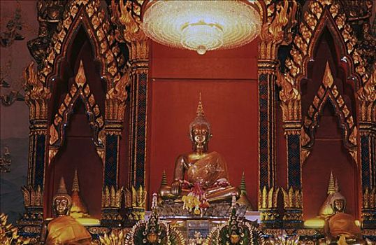 金色,佛像,时期,泰国,亚洲