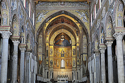 室内,著名,大教堂,圣马利亚,蒙雷阿莱,靠近,巴勒莫,西西里,意大利