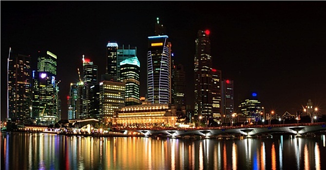 全景,城市,摩天大楼,新加坡,商务