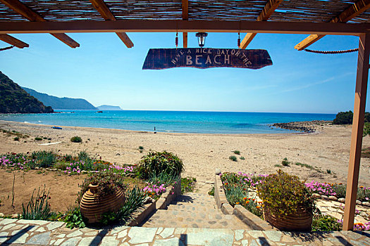 海滩,湾,希腊