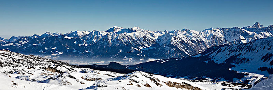 阿尔卑斯山,全景,风景,克莱恩瓦泽泰,奥地利,欧洲
