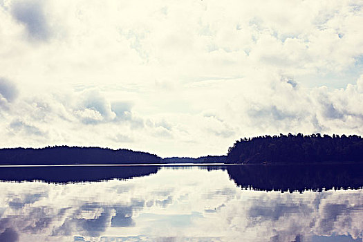 云,反射,静水,瑞典