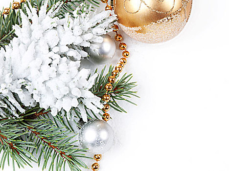 金色,圣诞装饰,礼物,白色背景