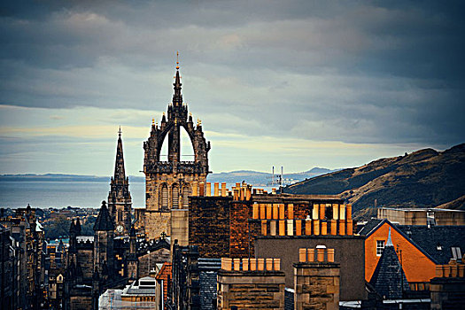 爱丁堡,大教堂,屋顶,风景,英国