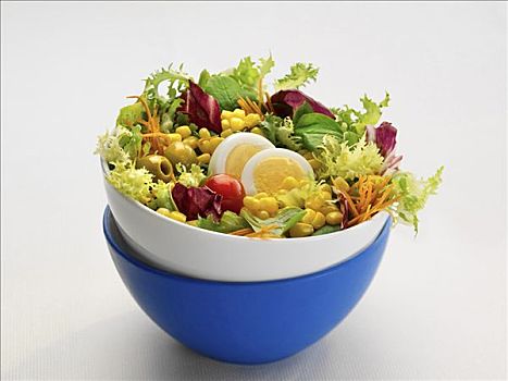 什锦沙拉,叶子,蔬菜,蛋