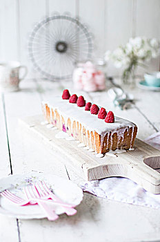 奶油蛋糕,树莓,糖