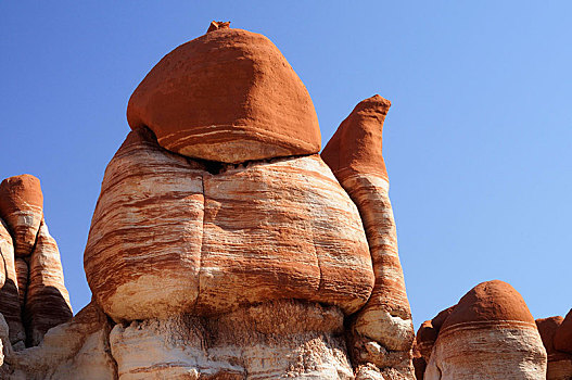 彩色,怪岩柱,沙岩构造,蓝色,峡谷,亚利桑那,美国,北美