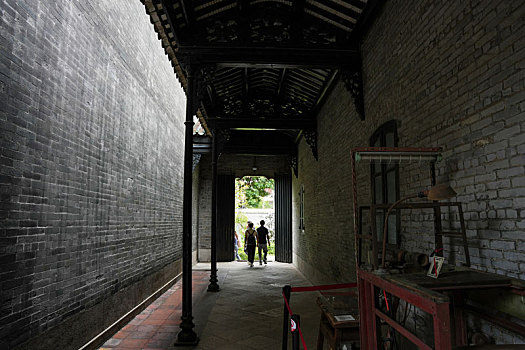 羊城广州阴天的陈家祠古建筑群特写