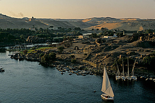 埃及,法老,三桅帆船,帆,尼罗河,第一,象岛