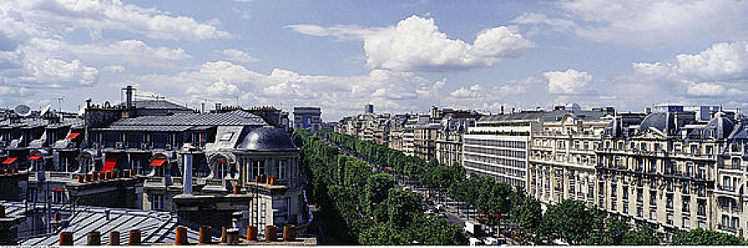 俯视,香榭丽舍大街,巴黎,法国