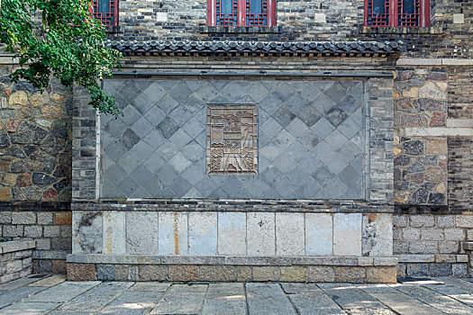 中式砖雕影壁墙,济南市百花洲历史文化街区
