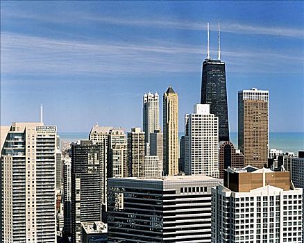 摩天大楼,城市,中心,密歇根湖,芝加哥,伊利诺斯,美国