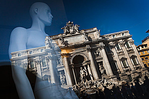 假人,橱窗,喷泉,罗马,意大利