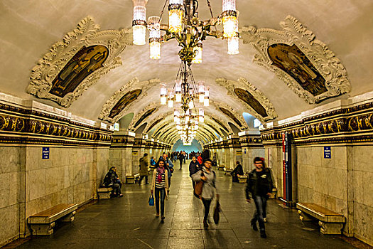 莫斯科,俄罗斯,欧亚大陆,地铁站
