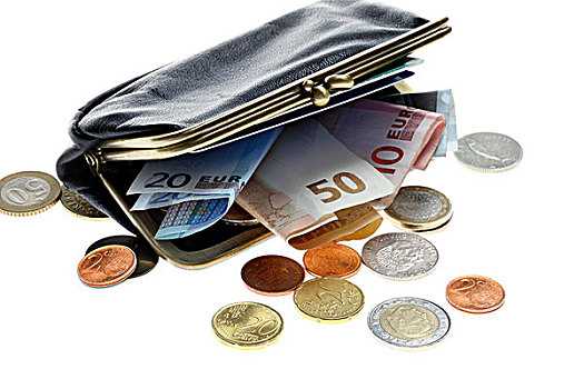 皮夹,欧元,货币,欧元硬币