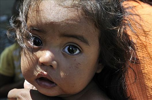 一个,女孩,肖像,大眼睛,尼加拉瓜,中美洲