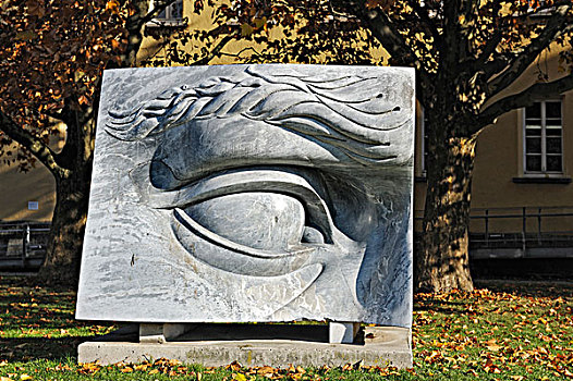 眼,扩大,右边,雕塑,靠近,游泳池,慕尼黑,巴伐利亚,德国,欧洲