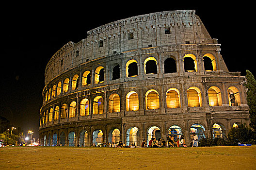 竞技场,照明了的晚上,罗马,拉齐奥,意大利,欧洲