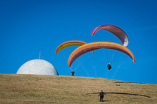 滑翔伞,飞行,滑伞运动,开端,蓝天,高兴,航行,度假,山,德国