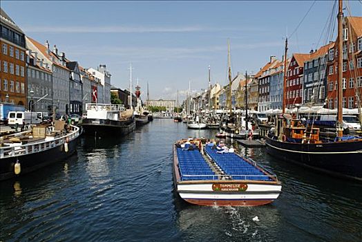游船,历史,纽哈温运河,港口,哥本哈根,丹麦,斯堪的纳维亚,欧洲