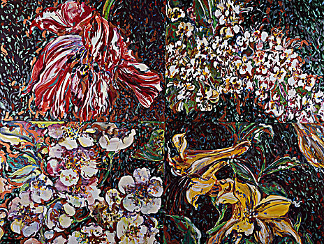 红色,孤挺花,丙烯酸树脂,帆布,1999年