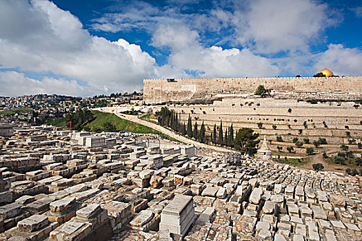 以色列,耶路撒冷,城墙,橄榄,犹太,墓地