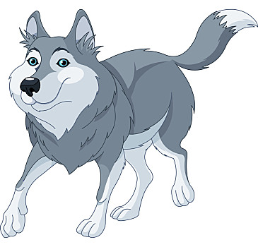 卡通,狼,插画,可爱,跑