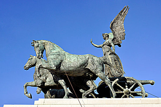 青铜,雕塑,四马二轮战车,国家,纪念,国王,维托里安诺,罗马,拉齐奥,意大利,欧洲