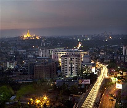俯拍,城市,仰光,缅甸