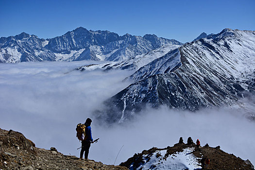 川西高原,雪山,旅游,徒步,巴朗山,云海