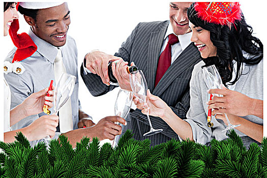 企业团队,喝,香槟,圣诞节