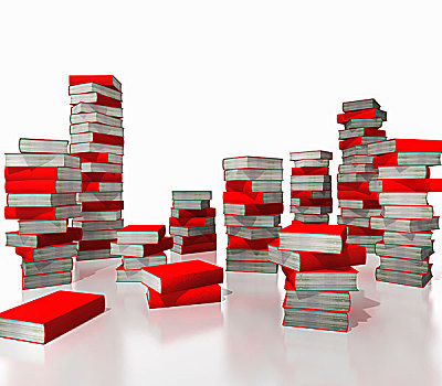 堆积,红色,书本,数码制图