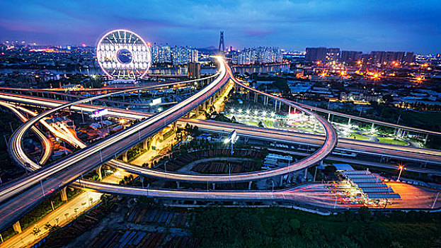 广州都市风光夜景,广州圆