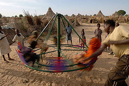 孩子,露营,人,近郊,西部,达尔富尔,苏丹,十一月,2004年