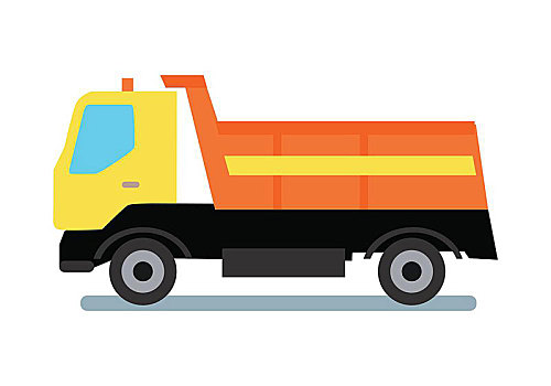 递送,卡车,运输,黄色,橙色,交通工具,货运卡车,自卸卡车,商务,沙子,矢量,插画,风格,设计
