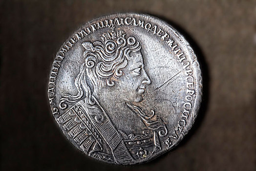 老式,银,硬币,头像,俄罗斯人,凯萨琳二世,彼得斯堡
