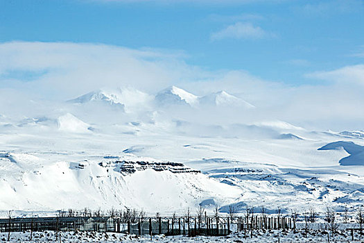 雪,山景,冰岛