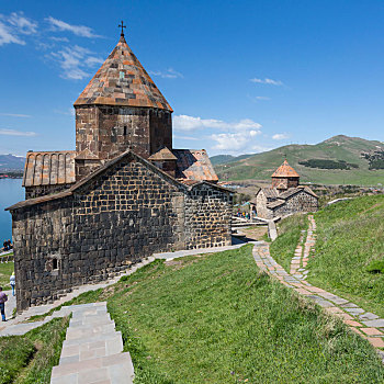 中世纪,教堂,湖,亚美尼亚