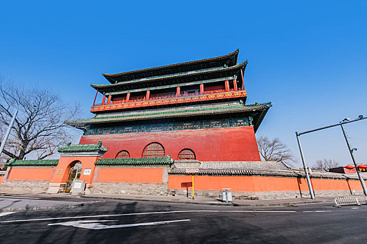 北京市鼓楼园林古城楼建筑